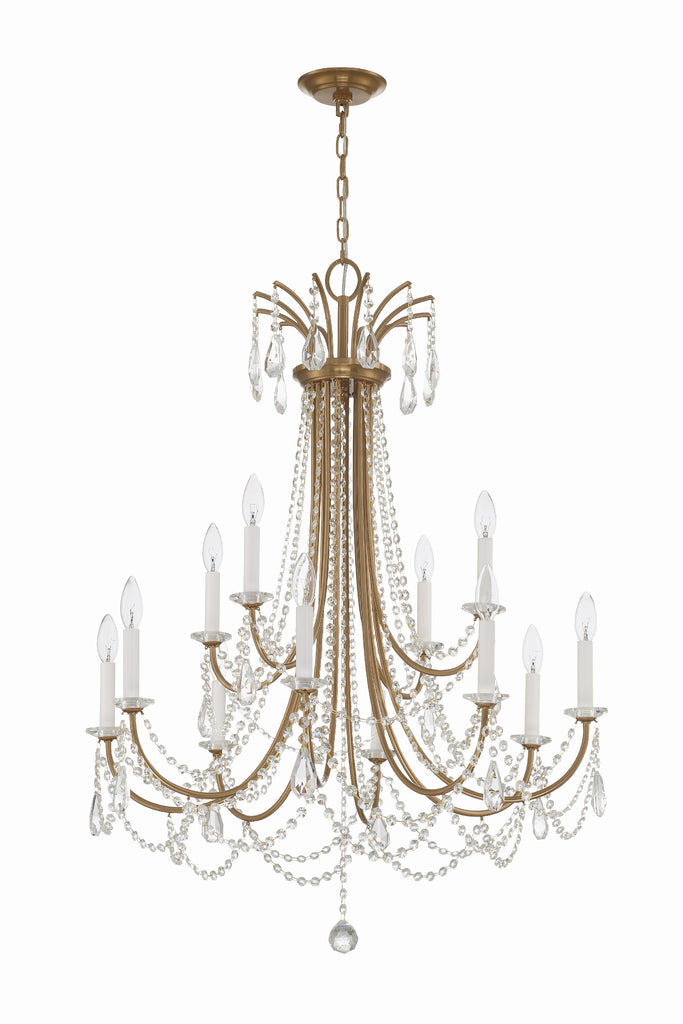 Karrington 12 Light Aged Brass Chandelier Chandelier Crystorama