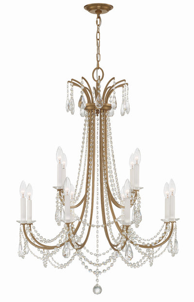 Karrington 12 Light Aged Brass Chandelier Chandelier Crystorama