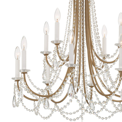 Karrington 12 Light Aged Brass Chandelier Chandelier Crystorama