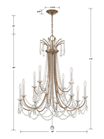 Karrington 12 Light Aged Brass Chandelier Chandelier Crystorama