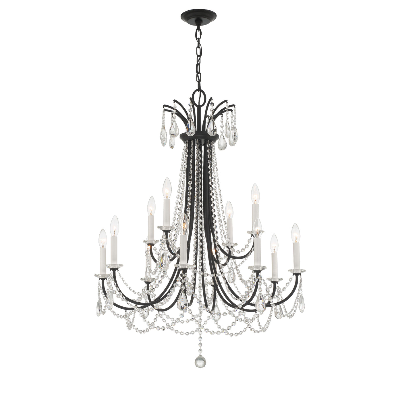 Karrington 12 Light Matte Black Chandelier Chandelier Crystorama