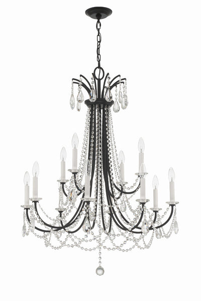 Karrington 12 Light Matte Black Chandelier Chandelier Crystorama