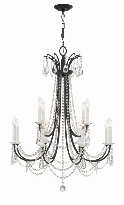 Karrington 12 Light Matte Black Chandelier Chandelier Crystorama