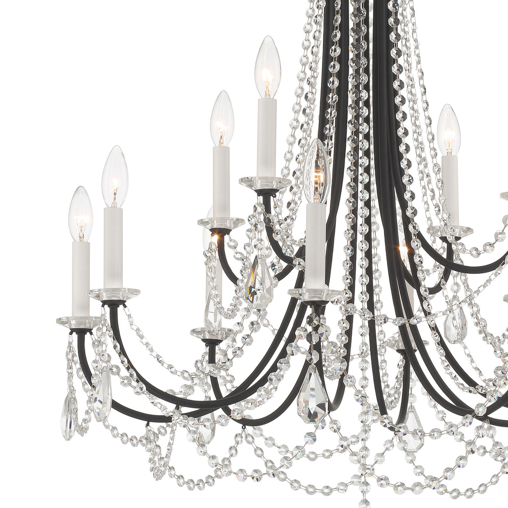 Karrington 12 Light Matte Black Chandelier Chandelier Crystorama