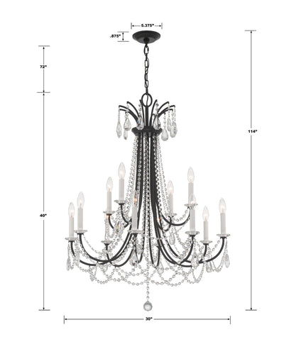 Karrington 12 Light Matte Black Chandelier Chandelier Crystorama