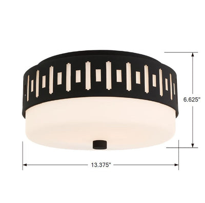 Keaton 2 Light Black Forged Flush Mount Semi Flush Crystorama