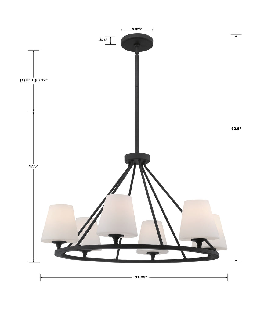 Keenan 6 Light Black Forged Chandelier Chandelier Crystorama