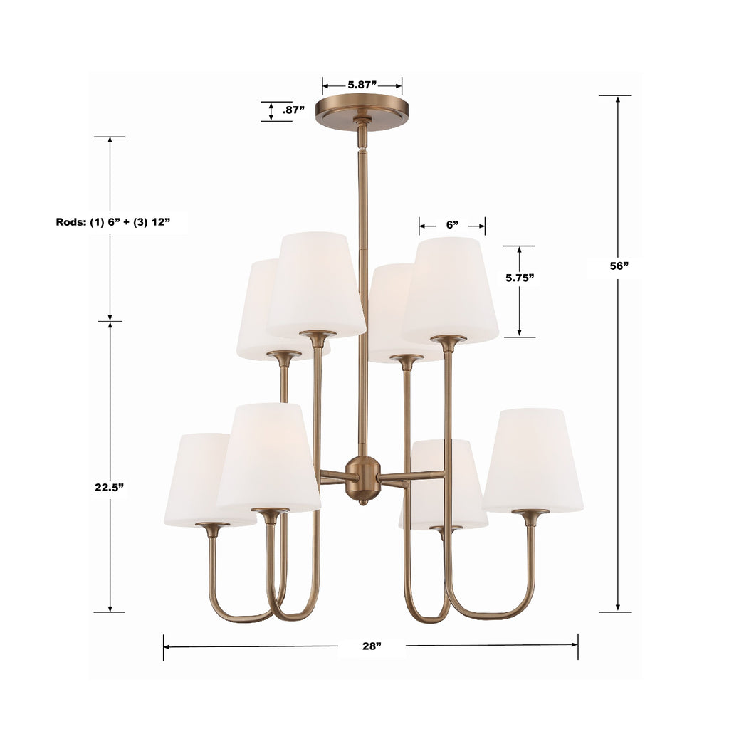 Keenan 8 Light Vibrant Gold Chandelier Chandelier Crystorama