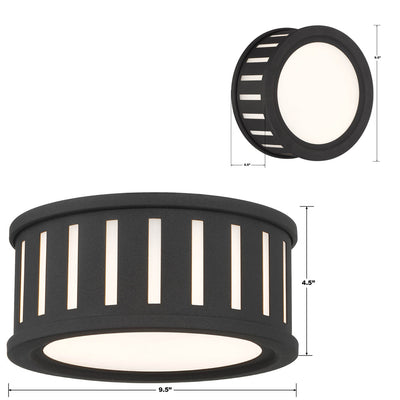 Kendal 2 Light Black Forged Flush Mount Semi Flush Crystorama