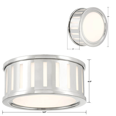 Kendal 2 Light Polished Nickel Flush Mount Semi Flush Crystorama