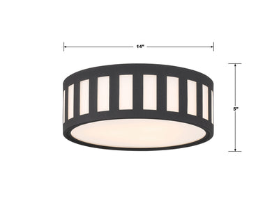 Kendal 3 Light Black Forged Flush Mount Semi Flush Crystorama