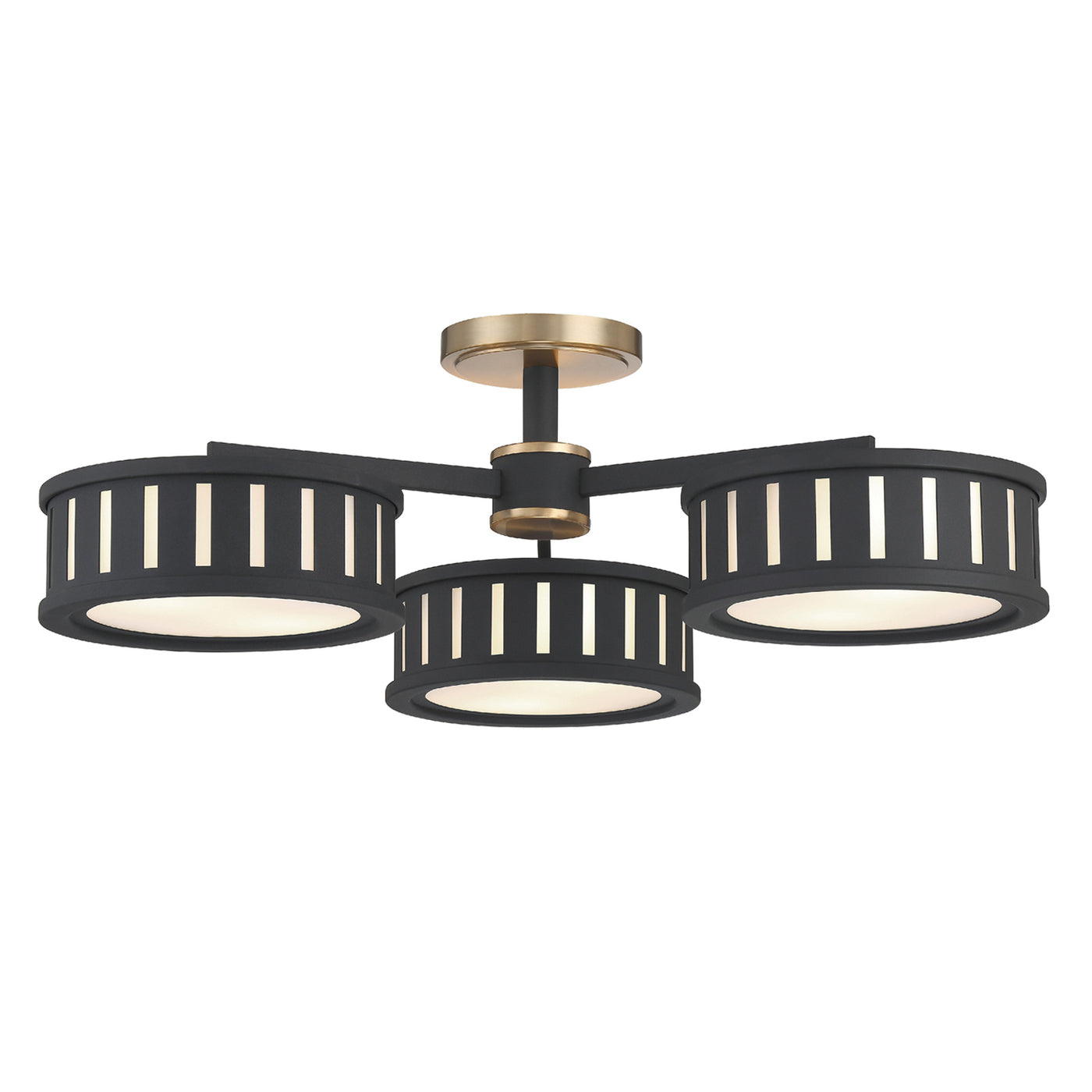 Kendal 6 Light Vibrant Gold + Black Forged Semi Flush Mount Semi Flush Crystorama