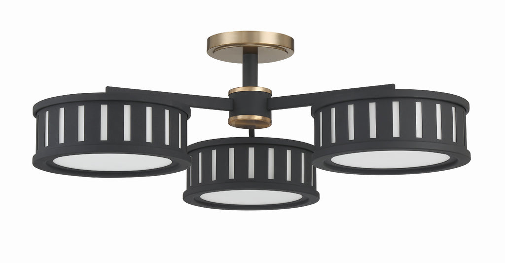 Kendal 6 Light Vibrant Gold + Black Forged Semi Flush Mount Semi Flush Crystorama