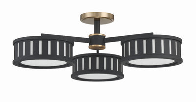 Kendal 6 Light Vibrant Gold + Black Forged Semi Flush Mount Semi Flush Crystorama