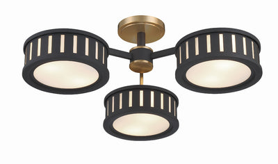 Kendal 6 Light Vibrant Gold + Black Forged Semi Flush Mount Semi Flush Crystorama