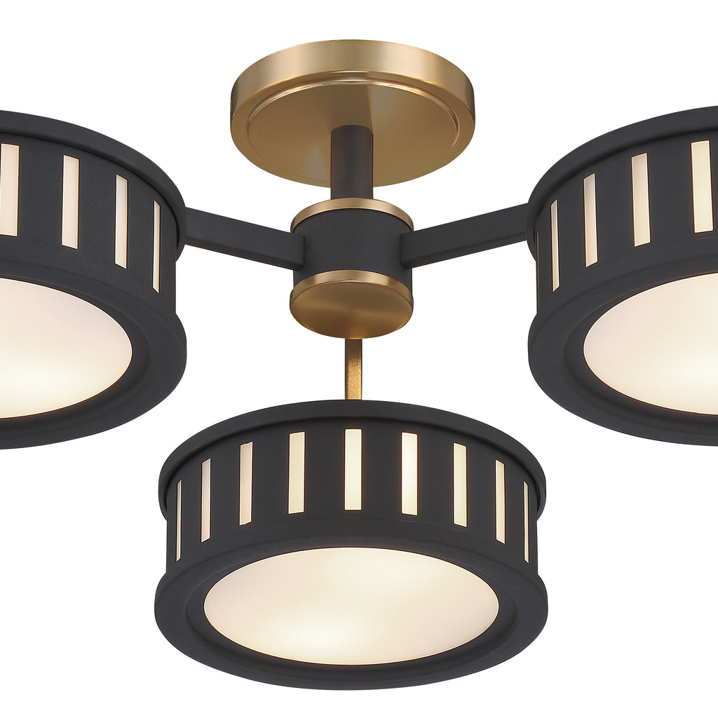 Kendal 6 Light Vibrant Gold + Black Forged Semi Flush Mount Semi Flush Crystorama