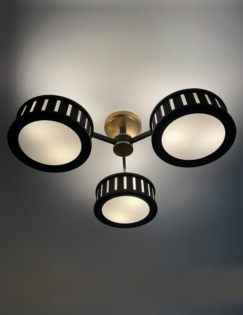 Kendal 6 Light Vibrant Gold + Black Forged Semi Flush Mount Semi Flush Crystorama