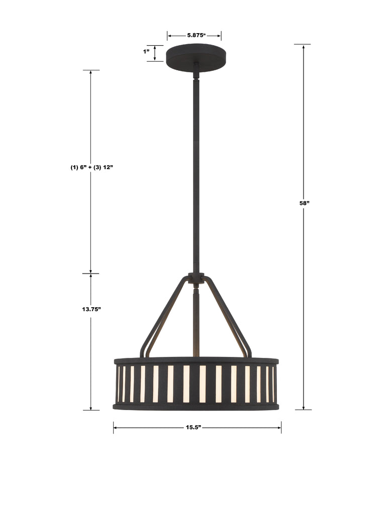 Kendal 3 Light Black Forged Mini Chandelier Chandelier Crystorama