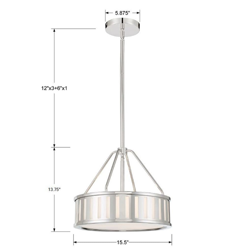 Kendal 3 Light Polished Nickel Mini Chandelier Chandelier Crystorama