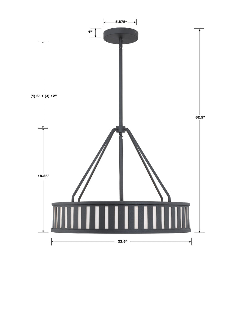 Kendal 4 Light Black Forged Chandelier Chandelier Crystorama