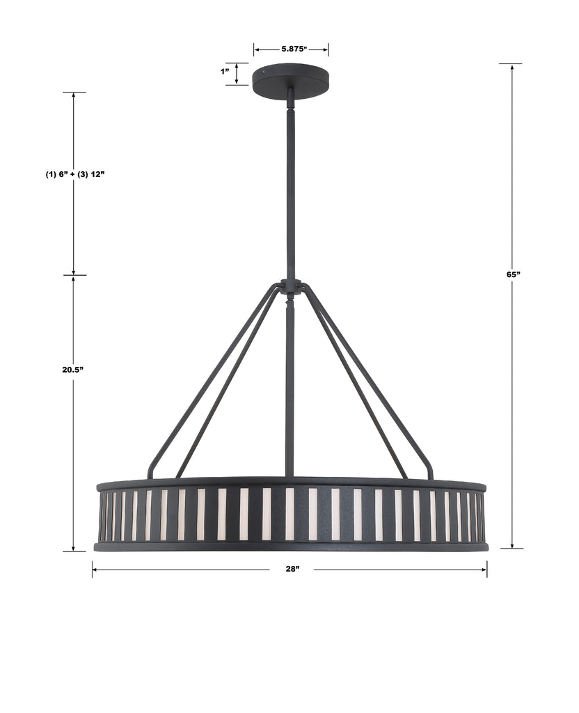 Kendal 6 Light Black Forged Chandelier Chandelier Crystorama