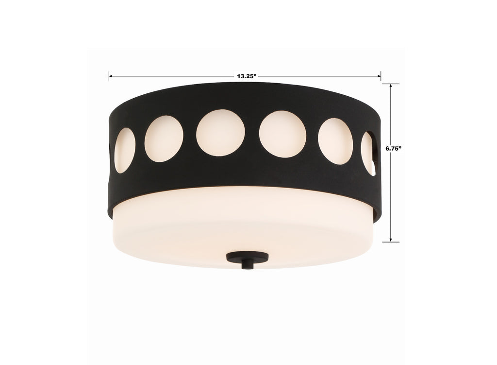 Kirby 2 Light Black Forged Flush Mount Semi Flush Crystorama