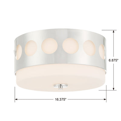 Kirby 2 Light Polished Nickel Flush Mount Semi Flush Crystorama