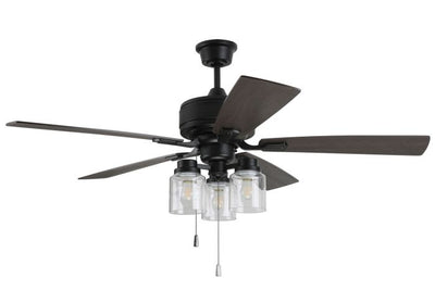 52" Kate in Flat Black  w/ Black Walnut/Grey Walnut Blades Ceiling Fan CRAFTMADE