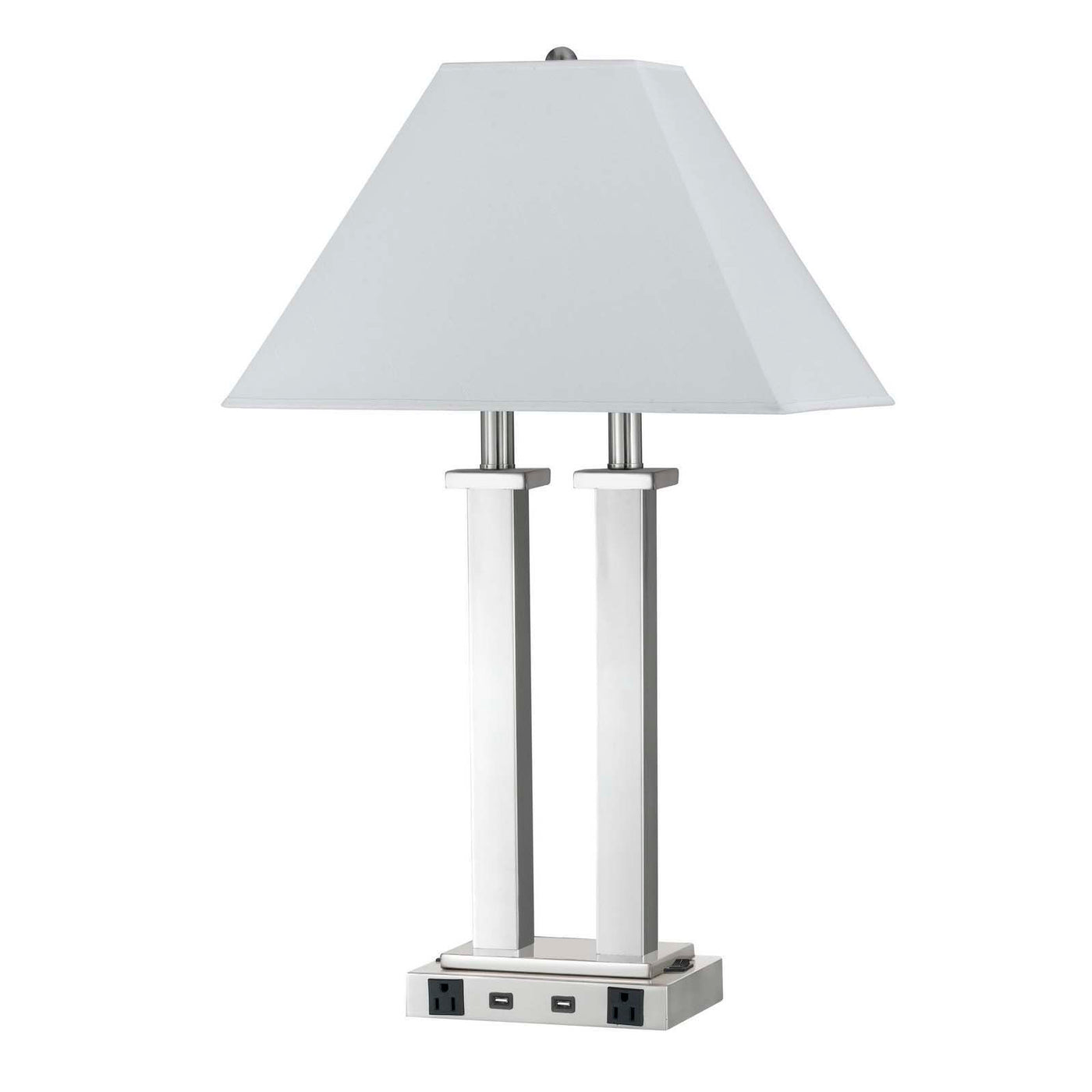 60W X 2 METAL DESK LAMP WITH 2 USB AND 2 POWER OUTLETS, ON OFF ROCKER BASE SWITCH Table Lamp Cal Lighting