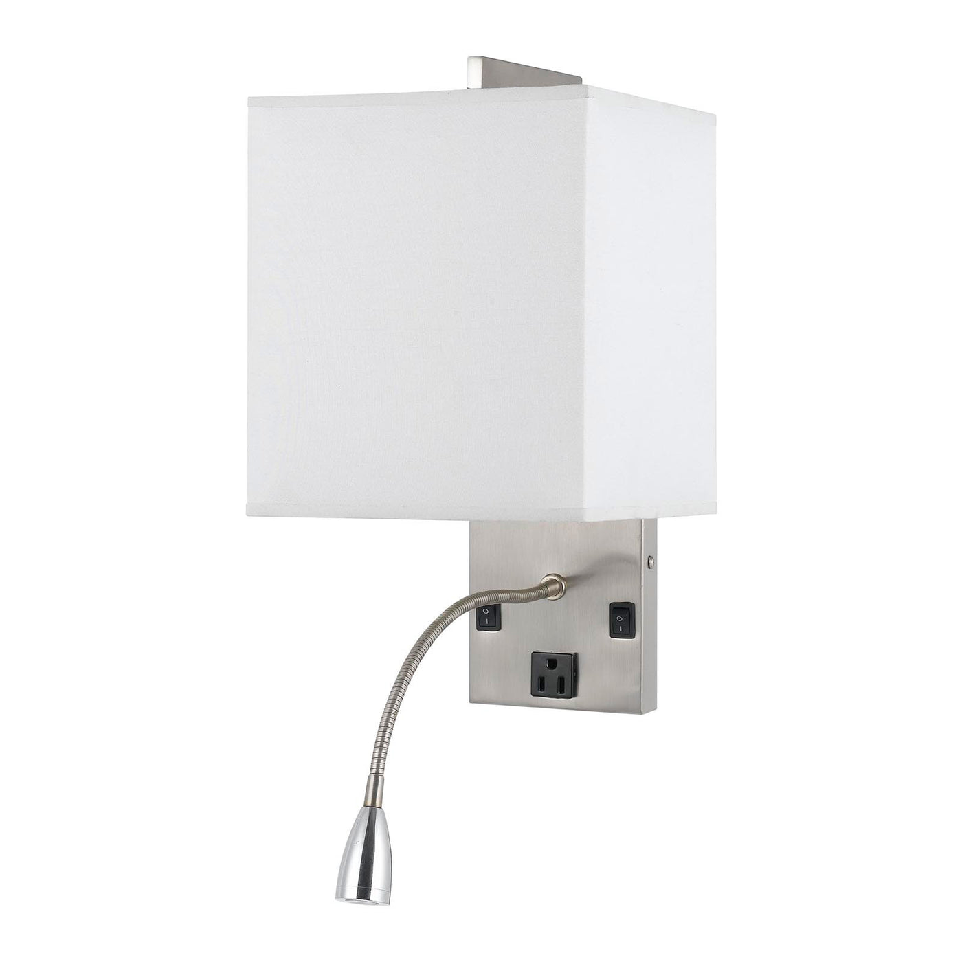 60W METAL WALL LAMP WITH ROCKER SWITCH AND 1W LED GOOSENECK READING LIGHT Wall Sconce Cal Lighting