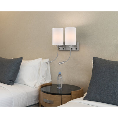 60W X 2 LAKEWOOD WALL LAMP WITH TWO 1W INTERGRATED LED READING LAMPS Wall Lamp Cal Lighting