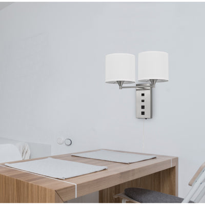 60W X 2 REEDSPORT WALL LAMP WITH 2 POWER OUTLETS AND 1 USB CHARGING PORT Wall Lamp Cal Lighting