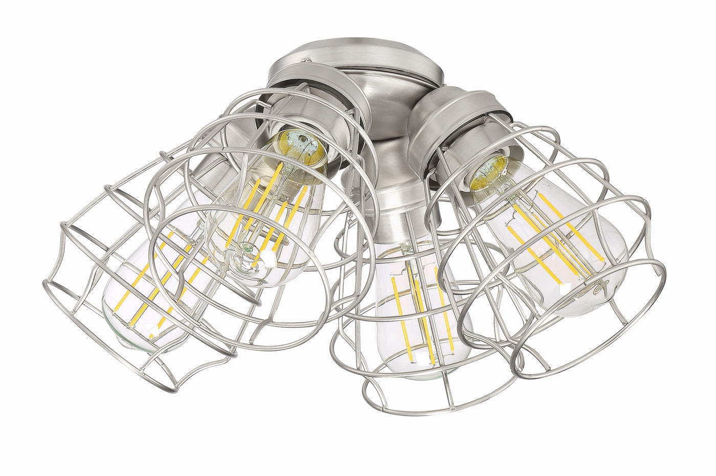 ##Antique Hardware## 4 Light Cage Light Kit in Brushed Polished Nickel