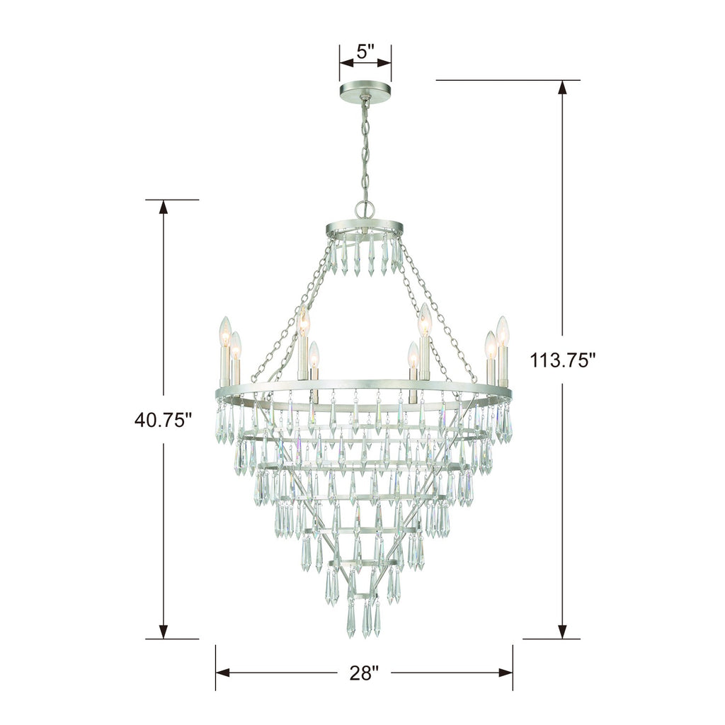 Lucille 8 Light Antique Silver Chandelier Chandelier Crystorama