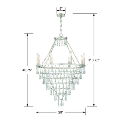 Lucille 8 Light Antique Silver Chandelier Chandelier Crystorama