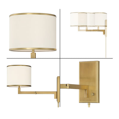 Madison 1 Light Aged Brass Task Sconce Wall Sconce Crystorama