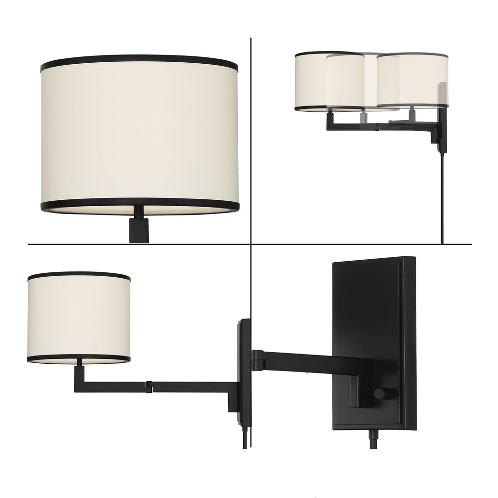 Madison 1 Light Matte Black Task Sconce Wall Sconce Crystorama