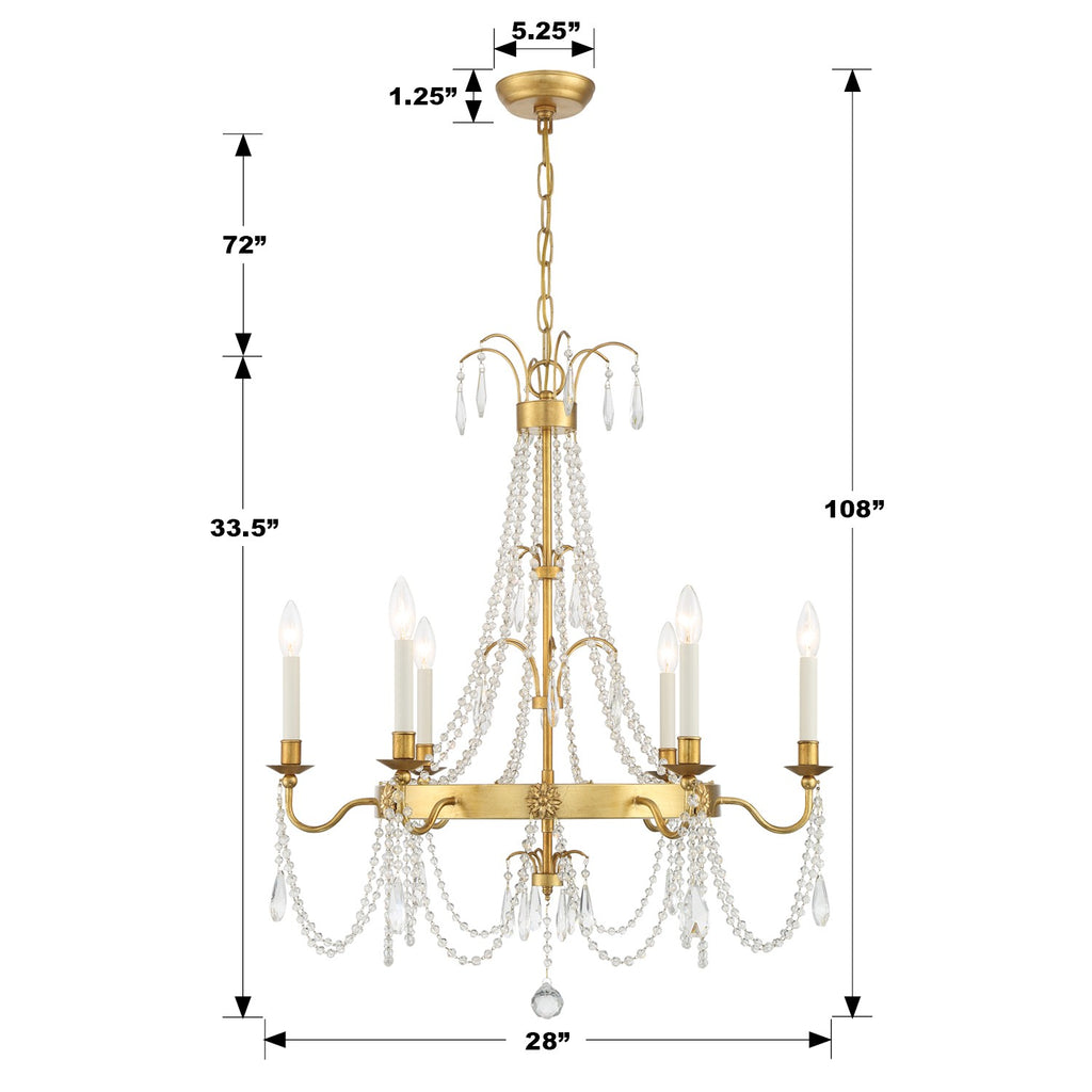 Maizey 6 Light Antique Gold Chandelier Chandelier Crystorama