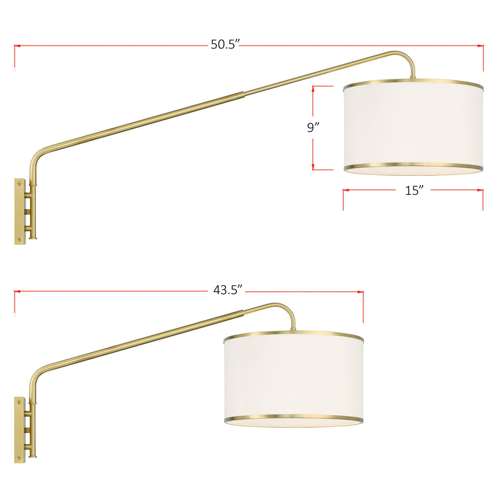 Mallory 1 Light Soft Brass Task Sconce Wall Sconce Crystorama