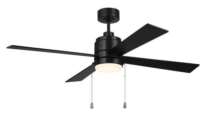 52" McCoy 4-Blade w/ Pull Chain in Flat Black w/ Flat Black Blades Ceiling Fan CRAFTMADE