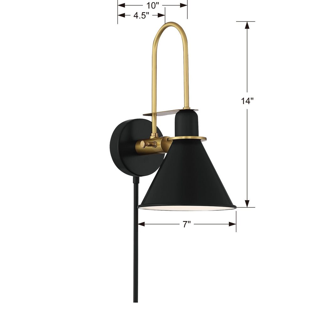 Medford 1 Light Matte Black Sconce Wall Sconce Crystorama