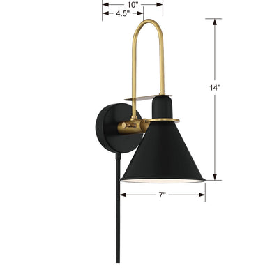 Medford 1 Light Matte Black Sconce Wall Sconce Crystorama