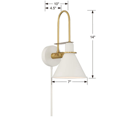 Medford 1 Light White Sconce Wall Sconce Crystorama