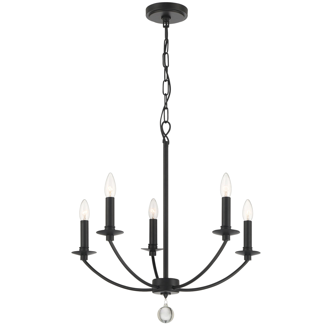 Mila 5 Light Black Chandelier Chandelier Crystorama