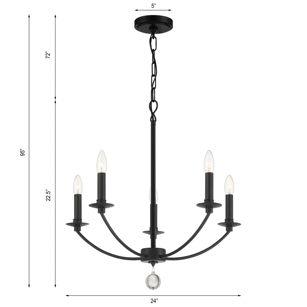 Mila 5 Light Black Chandelier Chandelier Crystorama