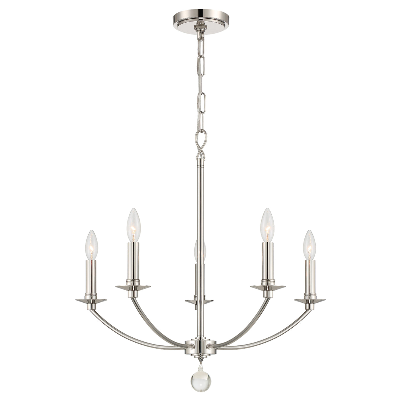 Mila 5 Light Polished Nickel Chandelier Chandelier Crystorama