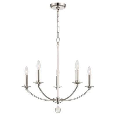 Mila 5 Light Polished Nickel Chandelier Chandelier Crystorama