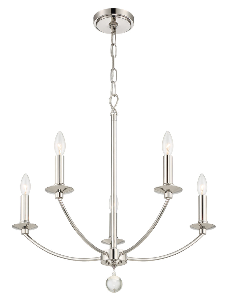 Mila 5 Light Polished Nickel Chandelier Chandelier Crystorama