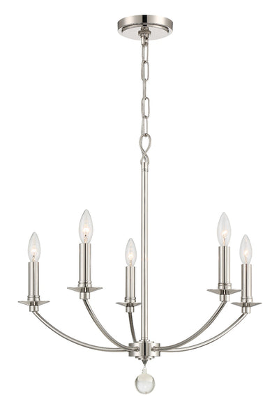 Mila 5 Light Polished Nickel Chandelier Chandelier Crystorama