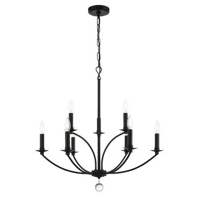 Mila 9 Light Black Chandelier Chandelier Crystorama